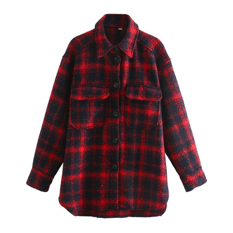 Evfer Plaid Thick Coats