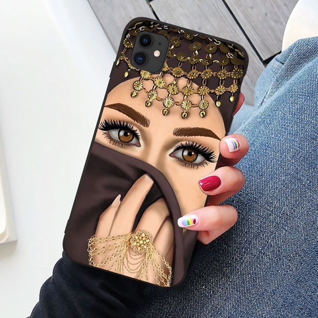 Woman Crown hijab Face Muslim Islamic beautiful Cases for iPhone