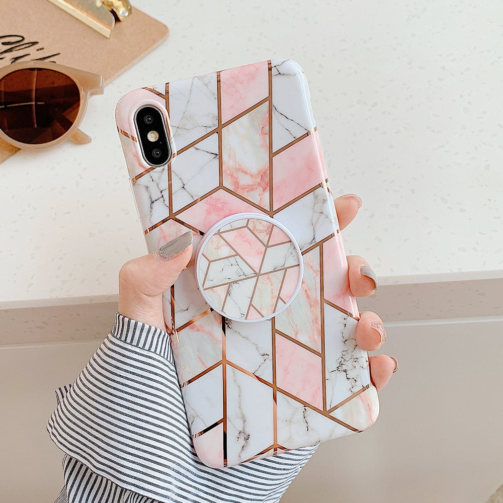 LOVECOM Electroplated Marble Phone Case For iPhone