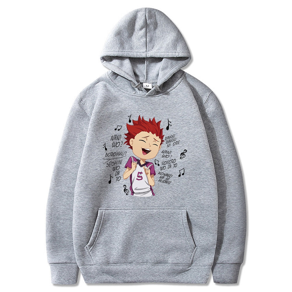 Men Anime Manga Volleyball Long Sleeved Streetwear Hoodie