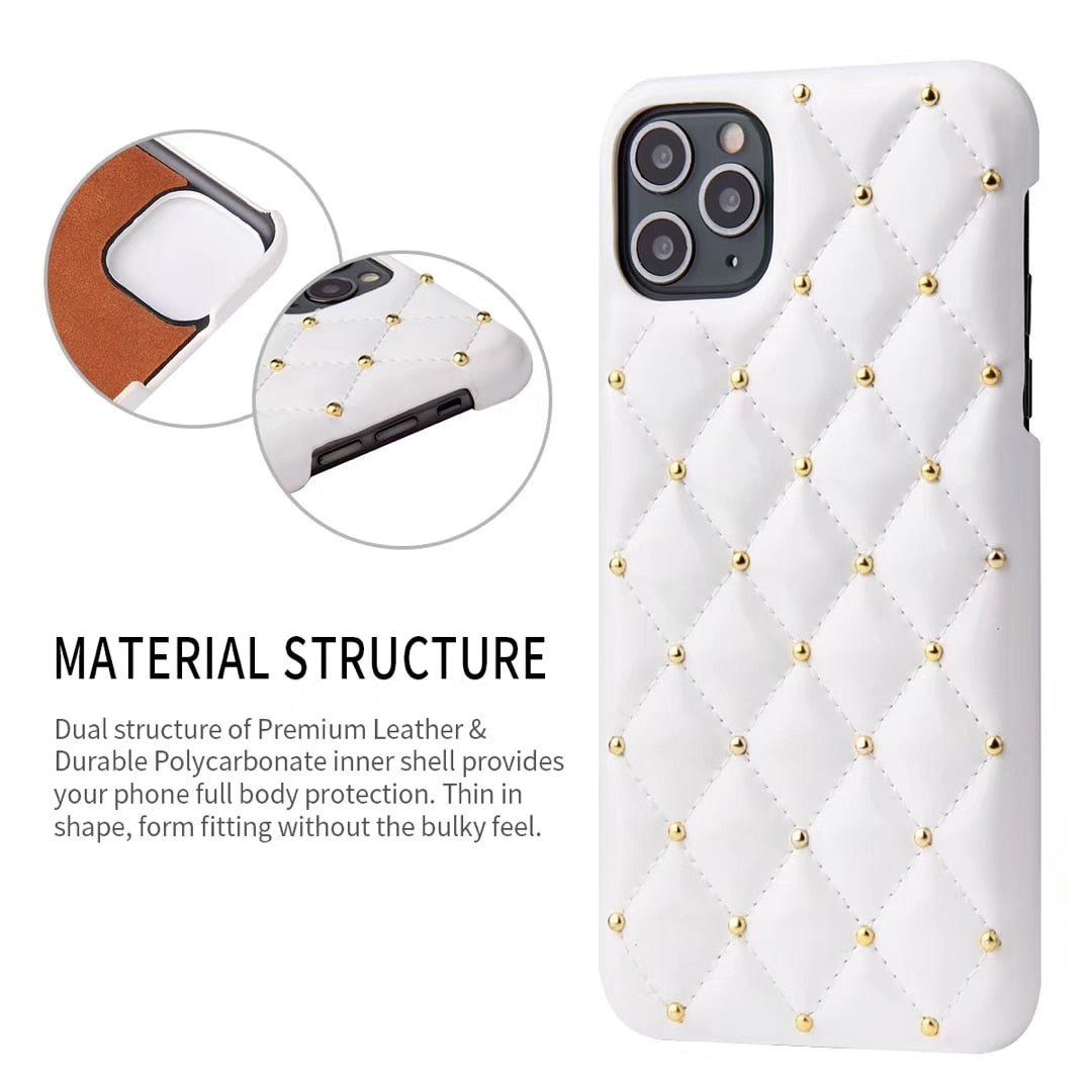 Luxury Brand Classic Lattice Square Soft Lambskin Leather Cover Phone Case for iphone