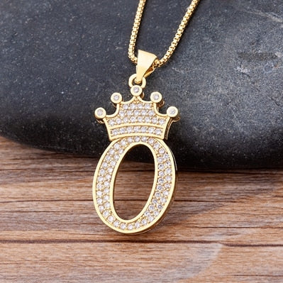 Nidin Luxury A-Z Crown Alphabet Pendant Chain