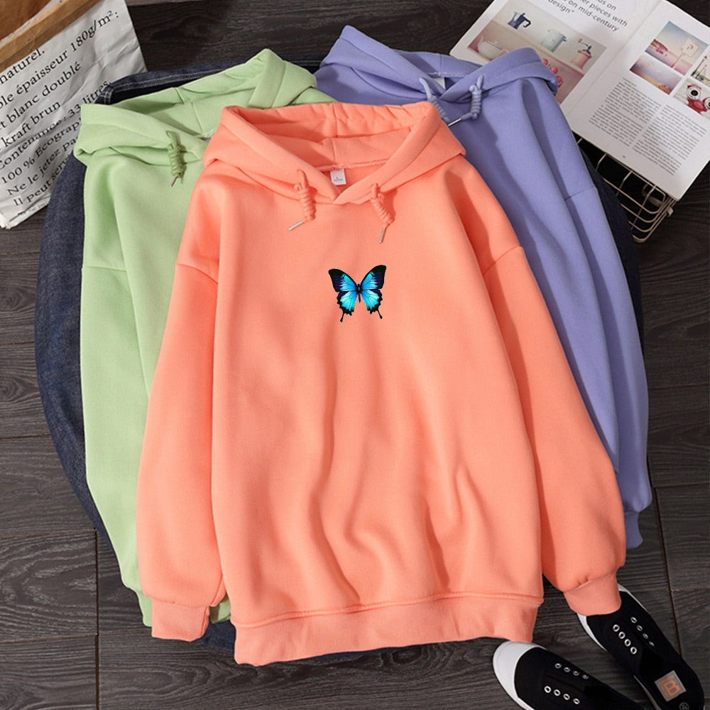 Women Butterfly Print Graphic Hoodie