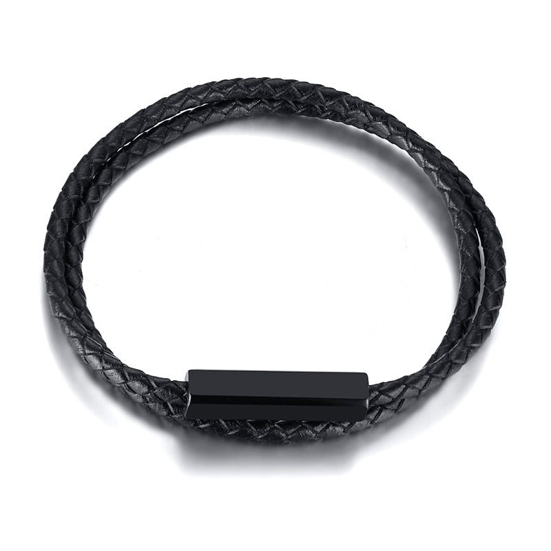 Personalized Leather Braided Bracelet for Men