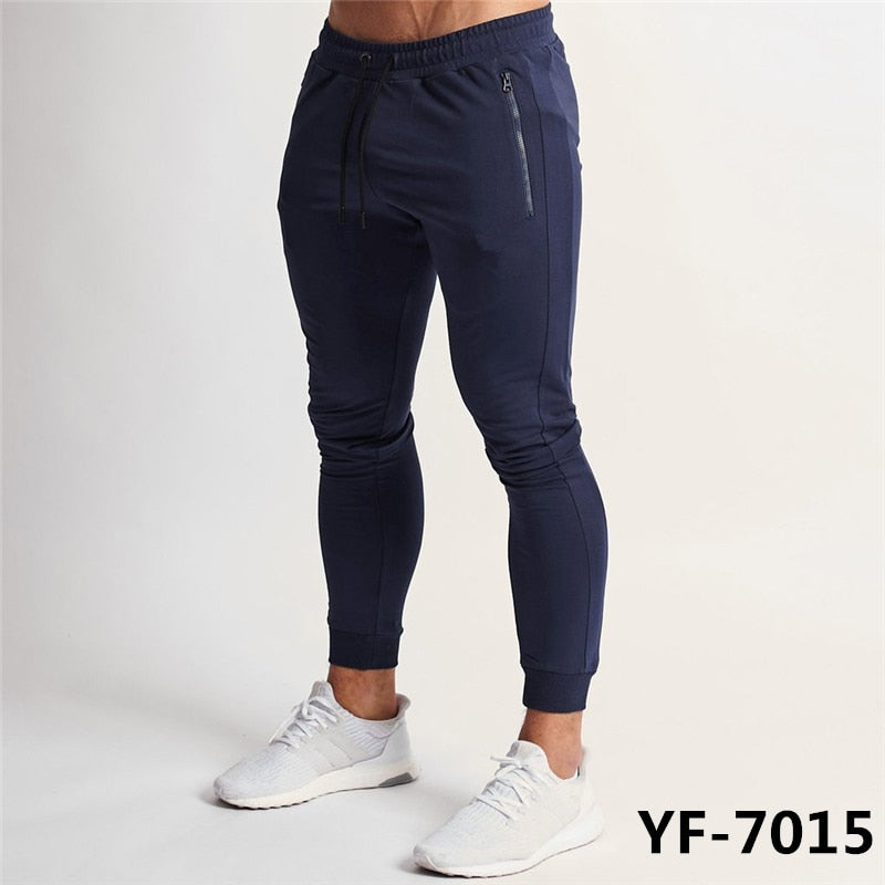 Men Jogger Sweatpants Gyms Fitness Bodybuilding Workout Cotton Trousers Sportswear