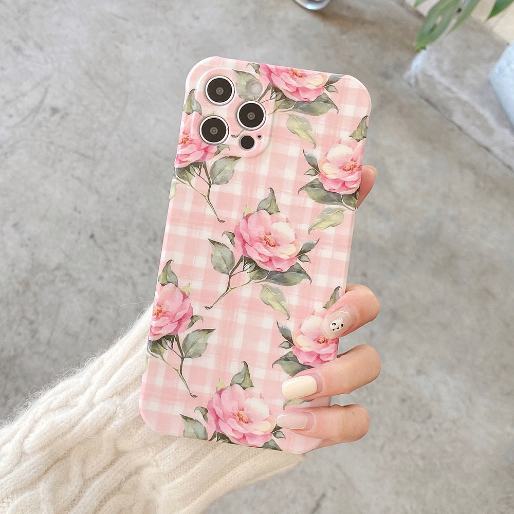 Vintage Flower & Bird Square Phone Case For iPhone