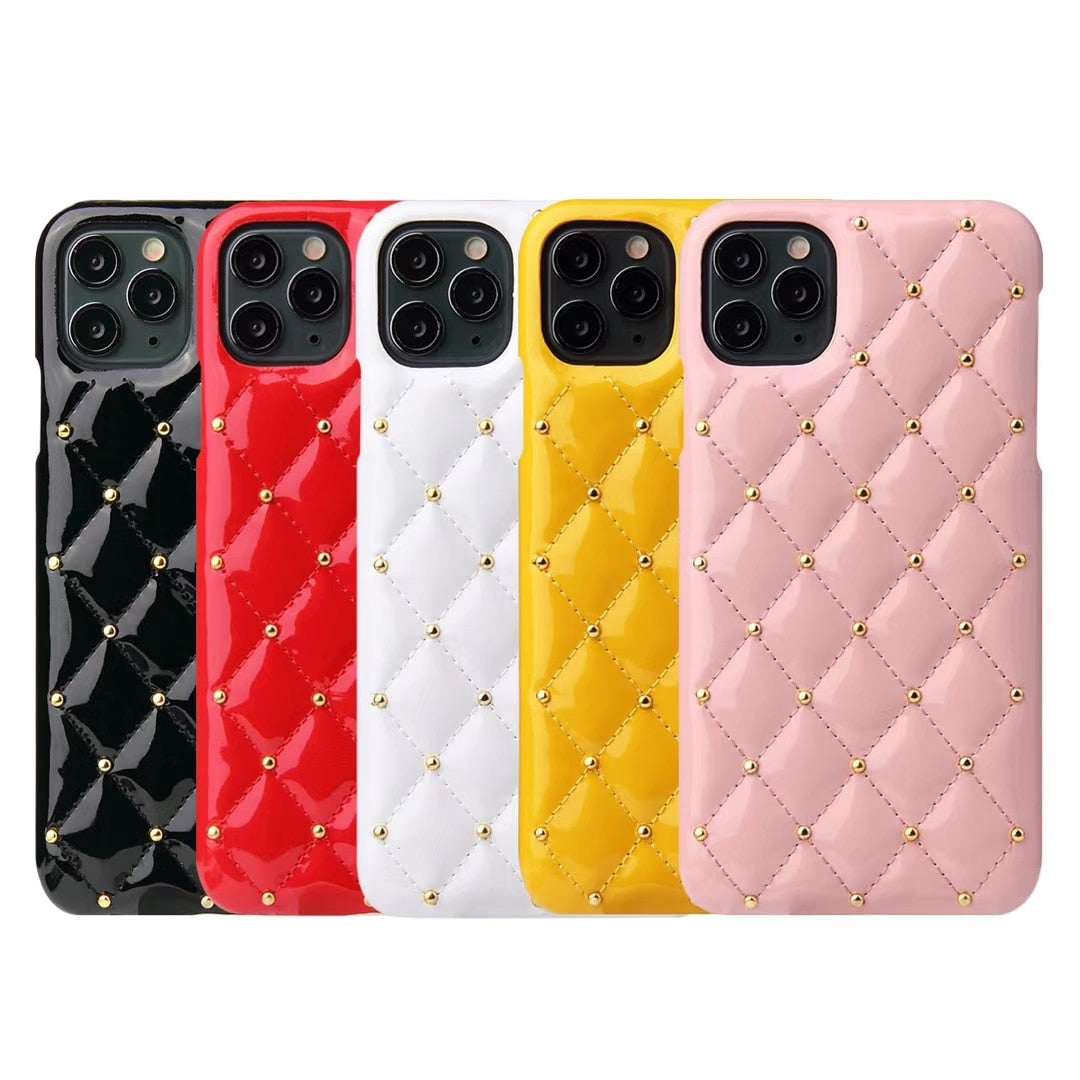 Luxury Brand Classic Lattice Square Soft Lambskin Leather Cover Phone Case for iphone