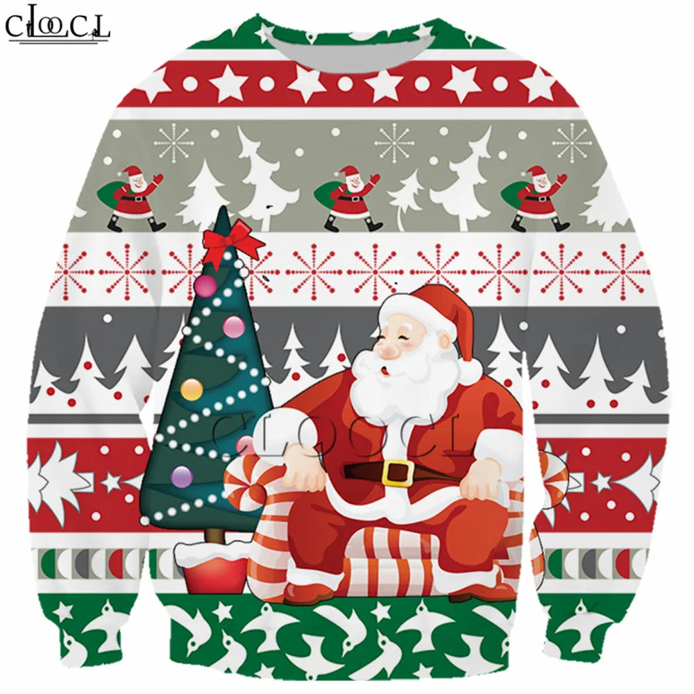 Unisex CLOOCL Christmas Dabbing Santa Claus 3D Printed Long Sleeve