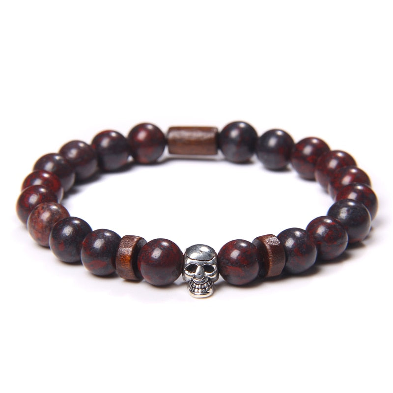 Unisex Skull Bracelets Natural Stone Tiger Eye Bracelet