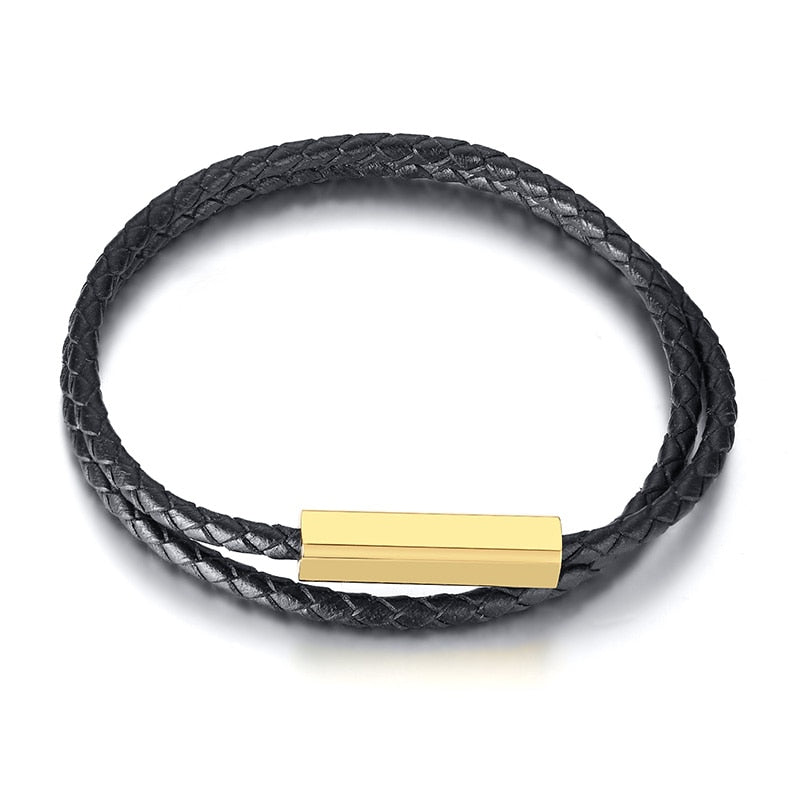 Personalized Leather Braided Bracelet for Men