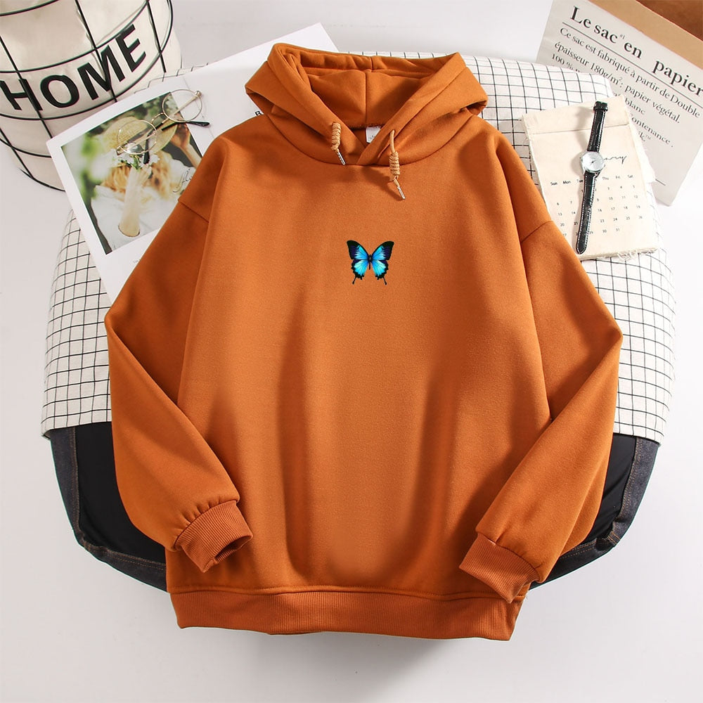 Women Butterfly Print Graphic Hoodie