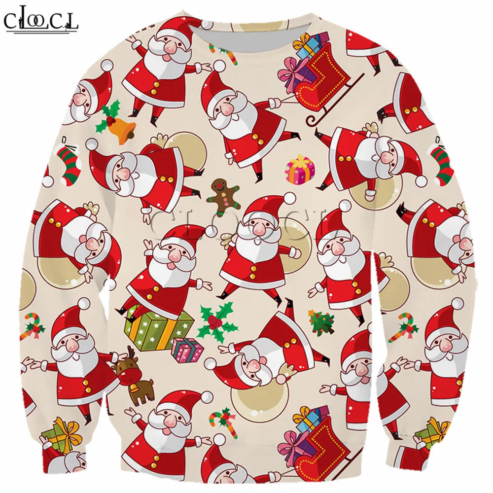 Unisex CLOOCL Christmas Dabbing Santa Claus 3D Printed Long Sleeve