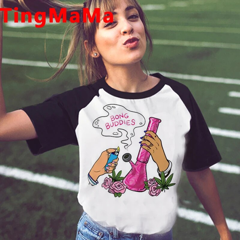 Womens Marijuana Harajuku Bong T-shirts