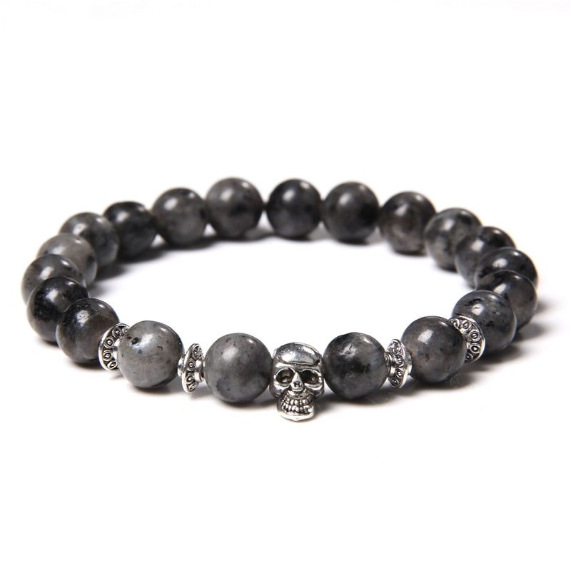 Unisex Skull Bracelets Natural Stone Tiger Eye Bracelet