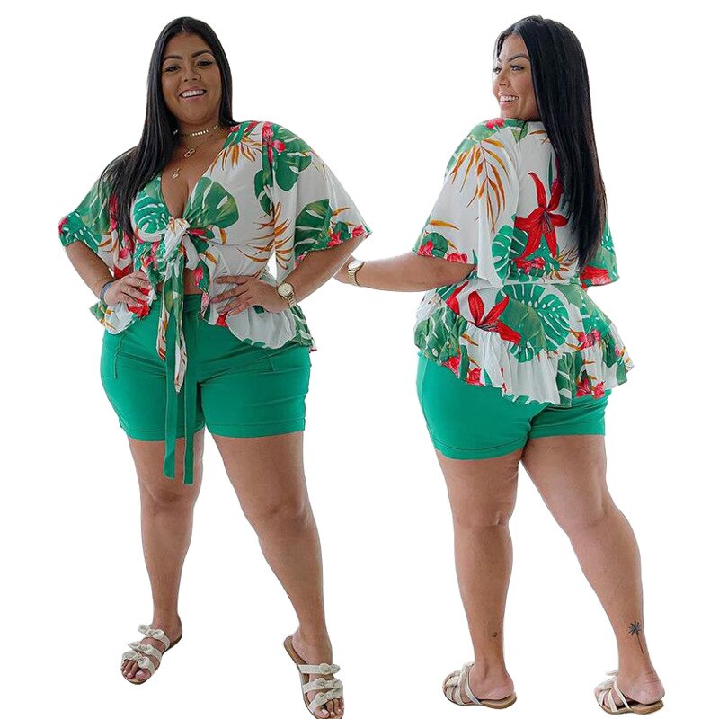 Womens Bohemian Style Two Piece Sets Plus Size 2