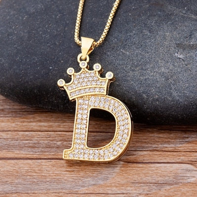 Nidin Luxury A-Z Crown Alphabet Pendant Chain