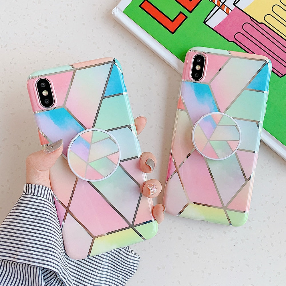 LOVECOM Electroplated Marble Phone Case For iPhone