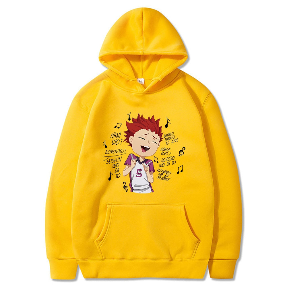 Men Anime Manga Volleyball Long Sleeved Streetwear Hoodie