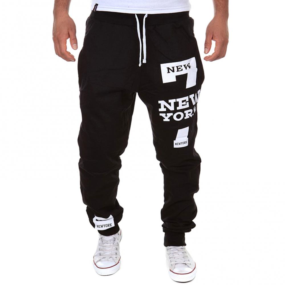 Men Casual Jogger Number 7 Printed Letter Drawstring Sweatpants