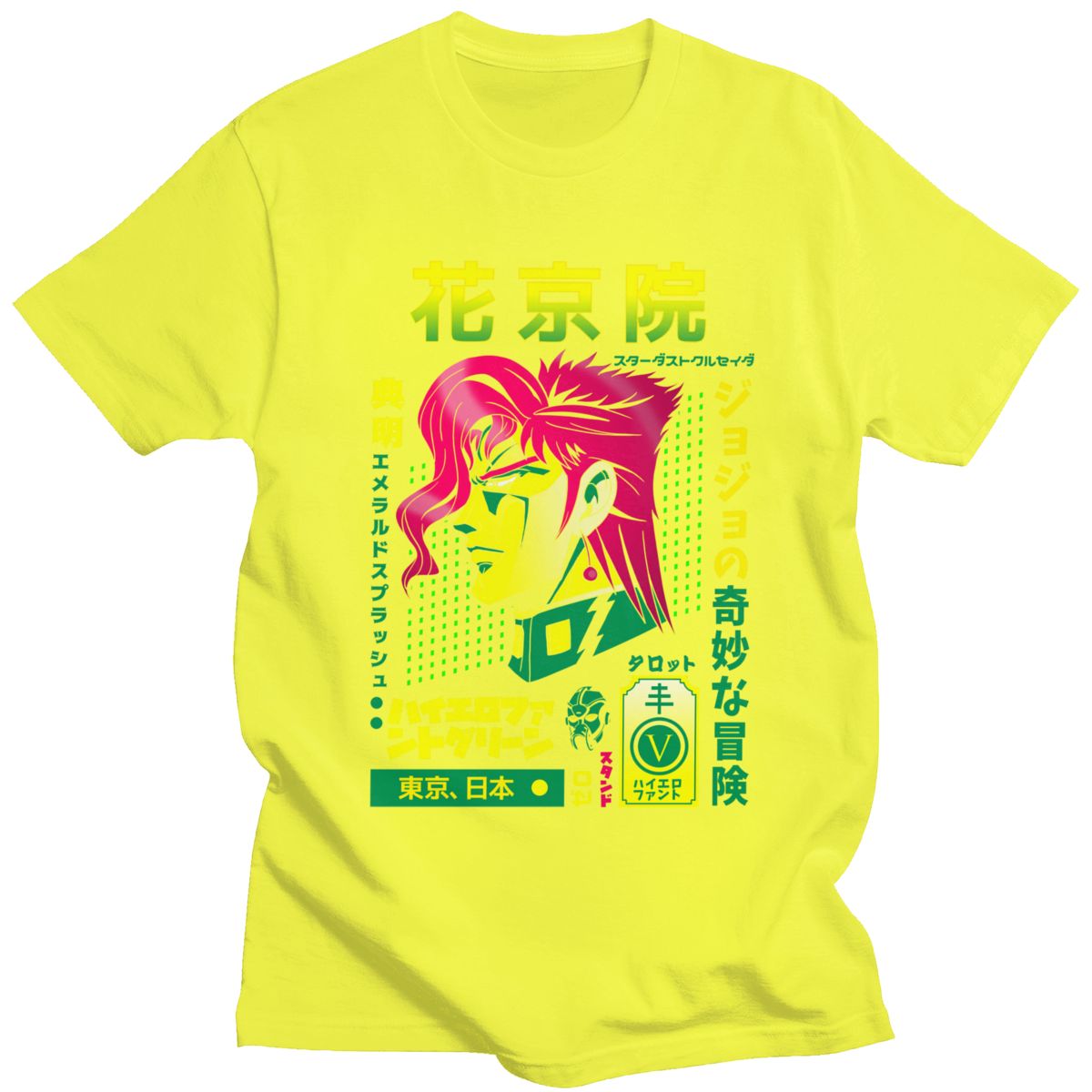 Fashion Jojo Bizarre Adventure T Shirt Men O-neck Short-Sleeve Noriaki Kakyoin T-shirt Japan Anime Manga Graphic Tee Cotton Tops