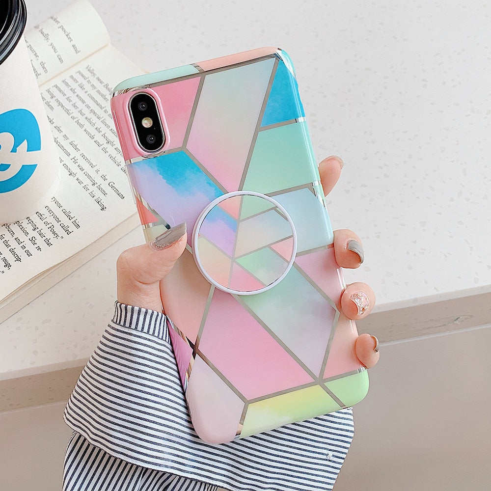 LOVECOM Electroplated Marble Phone Case For iPhone