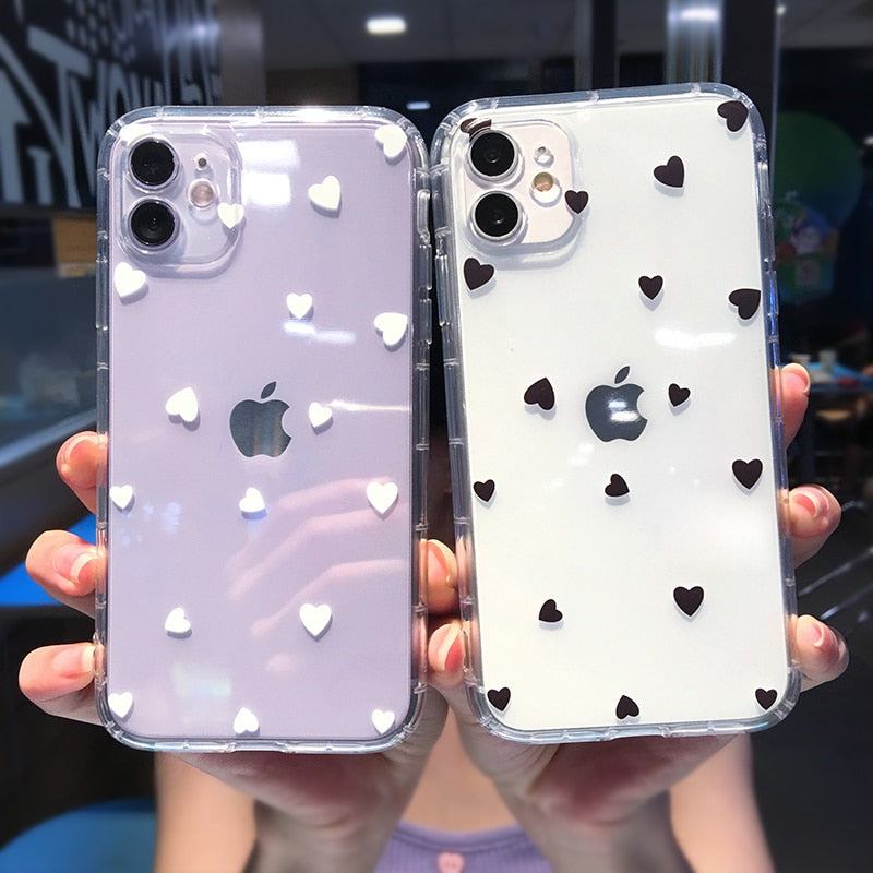 Cute Heart Shockproof Clear Phone Case For iPhone