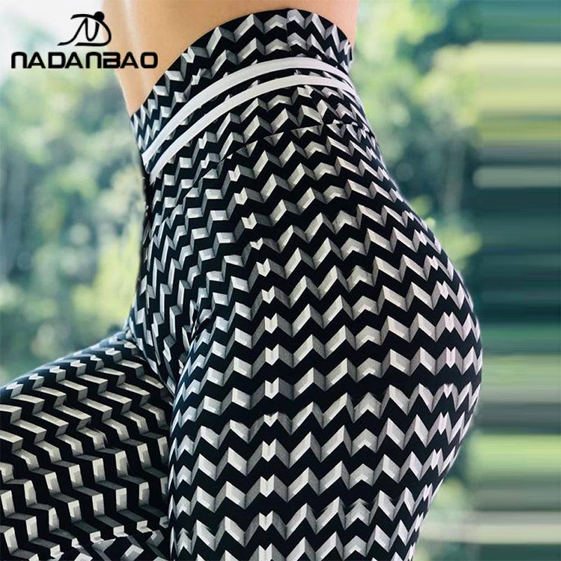 Womens NADANBAO Fashion Leggings for Fitness Plaid 3D Printing Sportwear