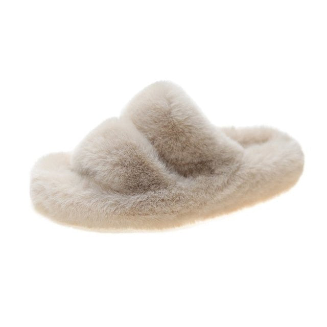 Indoor Women Furry open toe Slippers