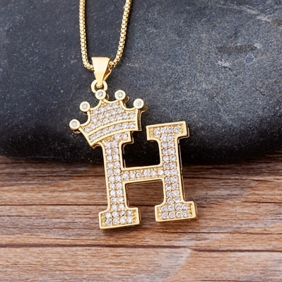 Nidin Luxury A-Z Crown Alphabet Pendant Chain