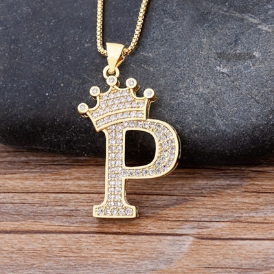 Nidin Luxury A-Z Crown Alphabet Pendant Chain