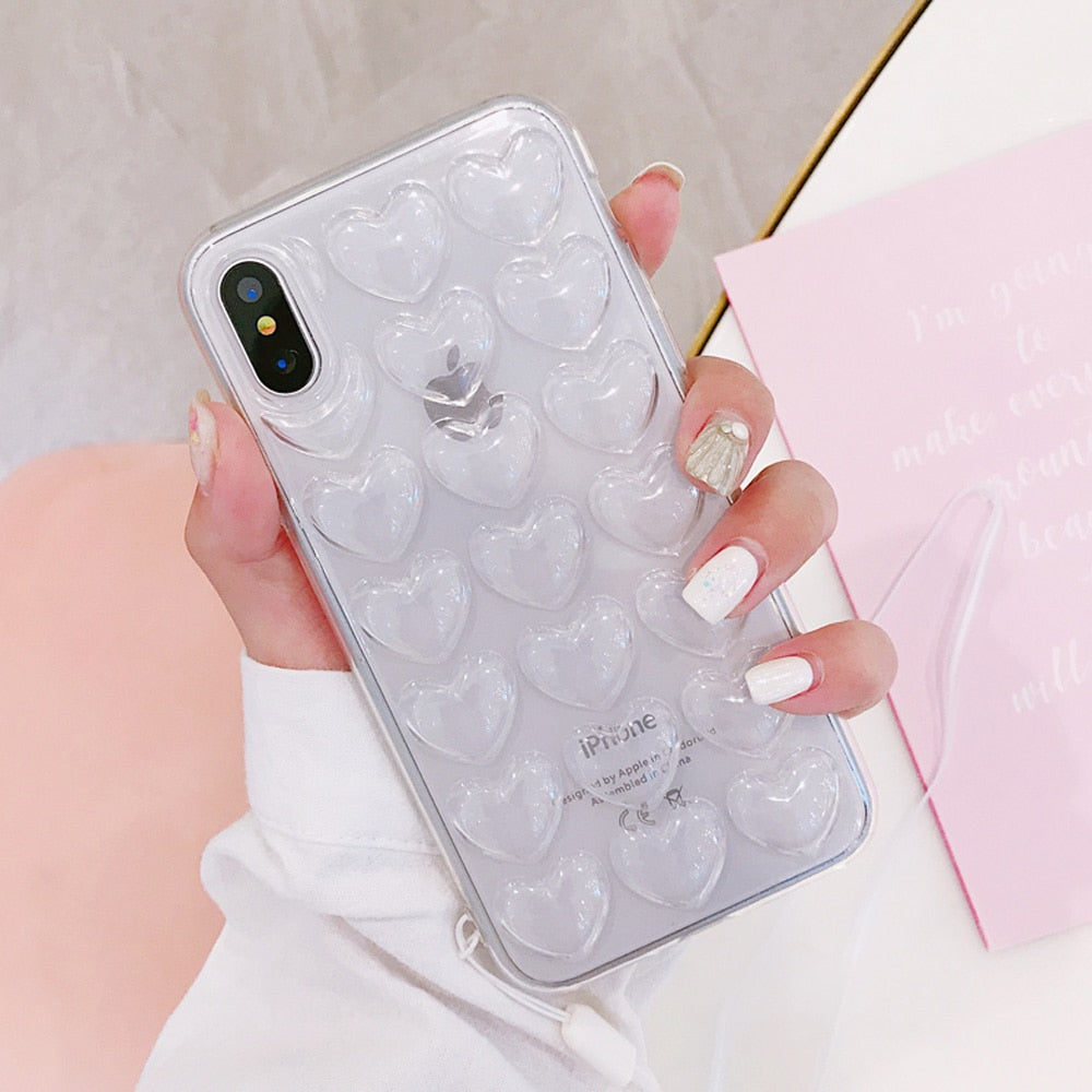 LOVECOM 3D Love Heart Candy Color Phone Case For iPhone