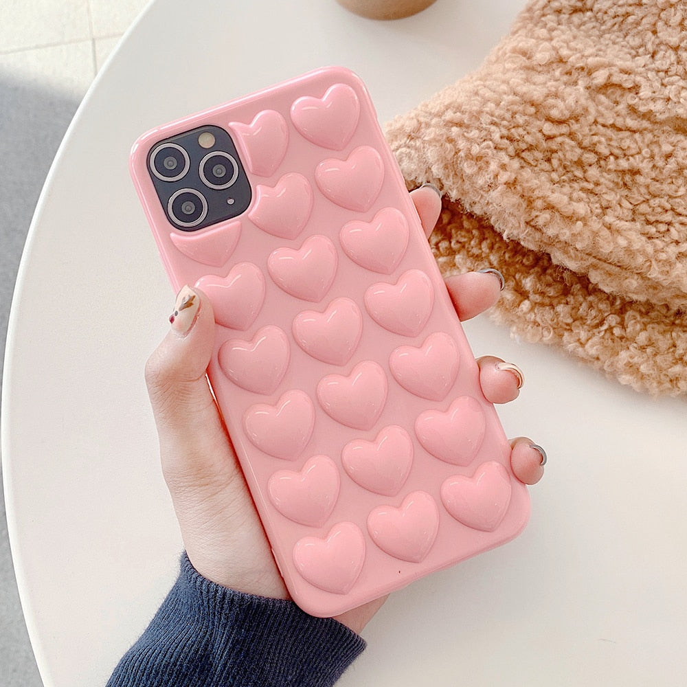 LOVECOM 3D Love Heart Candy Color Phone Case For iPhone