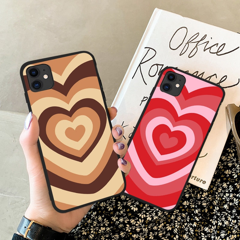 Cute Hot rainbow Heart shape Love soft silicon phone case For iphone