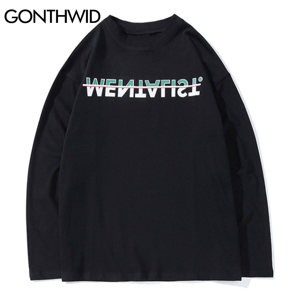 GONTHWID Mens Long Sleeve Tee Shirts Creative Print