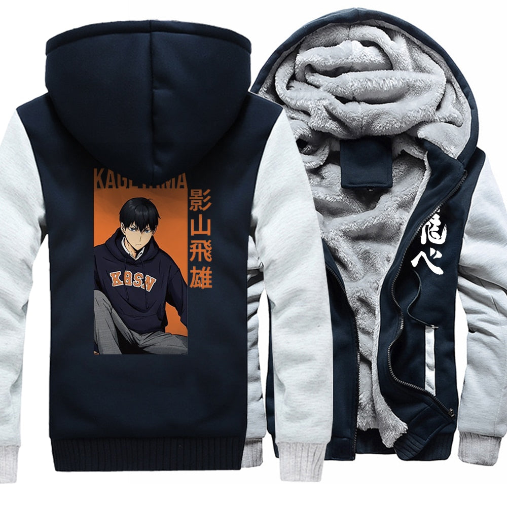 Mens Japanese Anime Haikyuu Print Kageyame Harajuku Coats