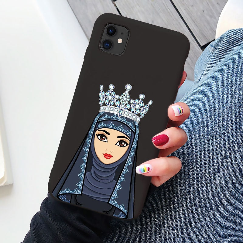 Woman Crown hijab Face Muslim Islamic beautiful Cases for iPhone