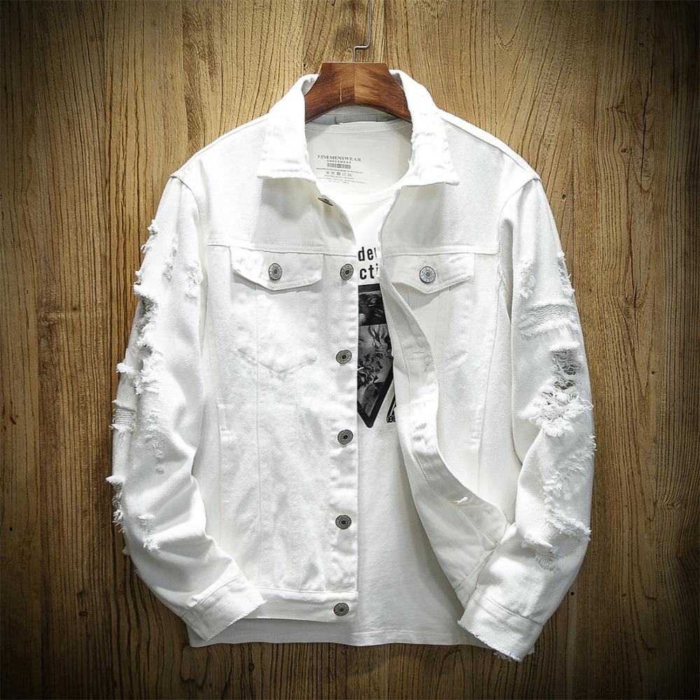 Men's Slim Fit Ripped Cotton Denim Jacket