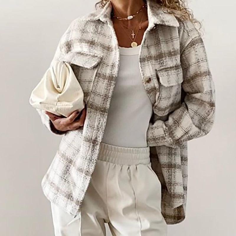 Evfer Plaid Thick Coats