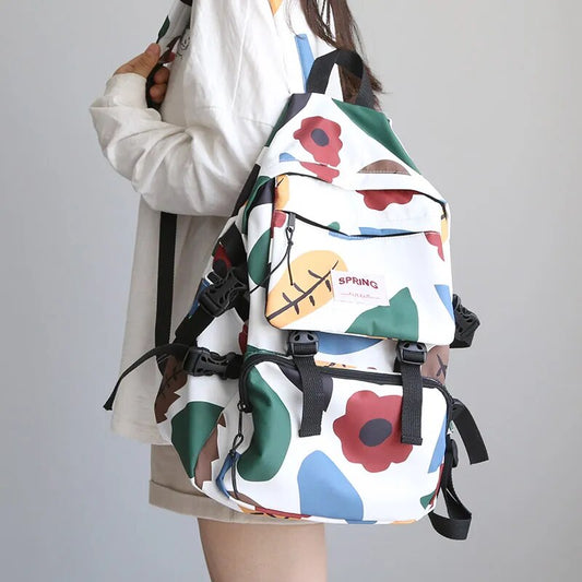 Womens Geometric Printed Waterproof Travel Backpack