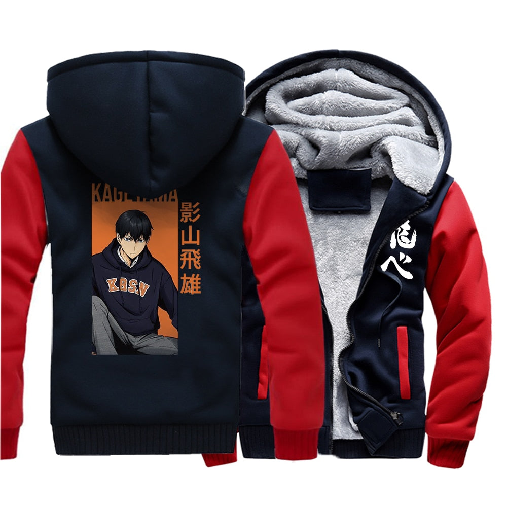 Mens Japanese Anime Haikyuu Print Kageyame Harajuku Coats