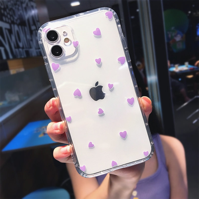 Cute Heart Shockproof Clear Phone Case For iPhone