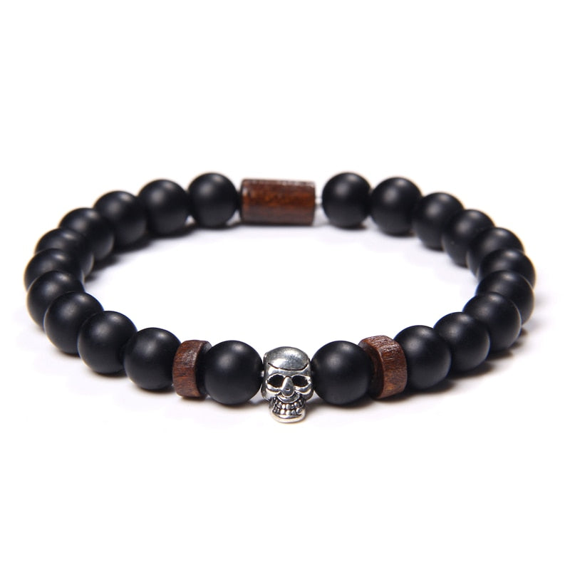 Unisex Skull Bracelets Natural Stone Tiger Eye Bracelet