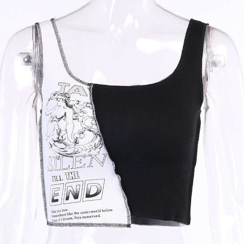 Womens Punk Style Patchwork Tank Top