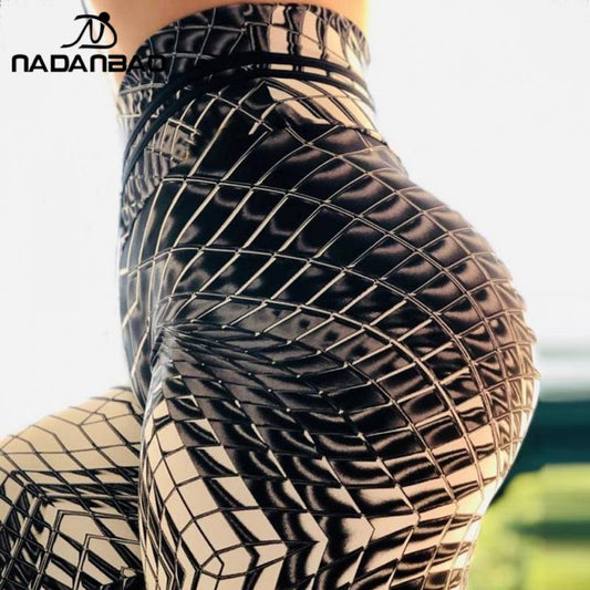 Womens NADANBAO Fashion Leggings for Fitness Plaid 3D Printing Sportwear