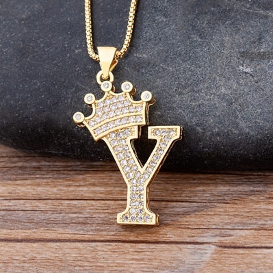 Nidin Luxury A-Z Crown Alphabet Pendant Chain