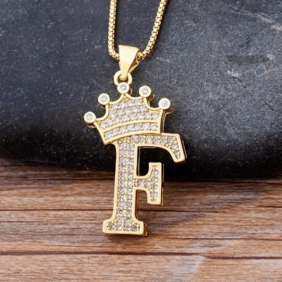 Nidin Luxury A-Z Crown Alphabet Pendant Chain