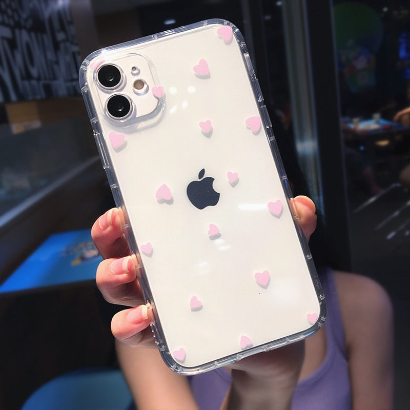 Cute Heart Shockproof Clear Phone Case For iPhone