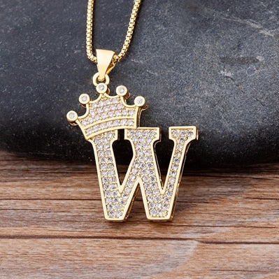 Nidin Luxury A-Z Crown Alphabet Pendant Chain