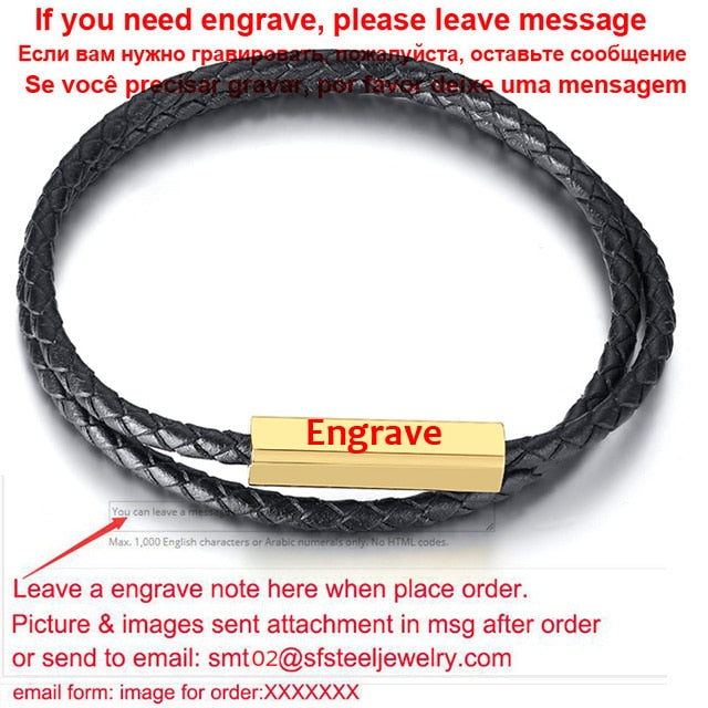 Personalized Leather Braided Bracelet for Men