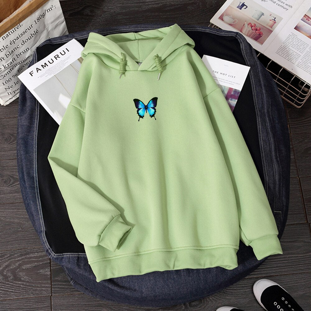 Women Butterfly Print Graphic Hoodie